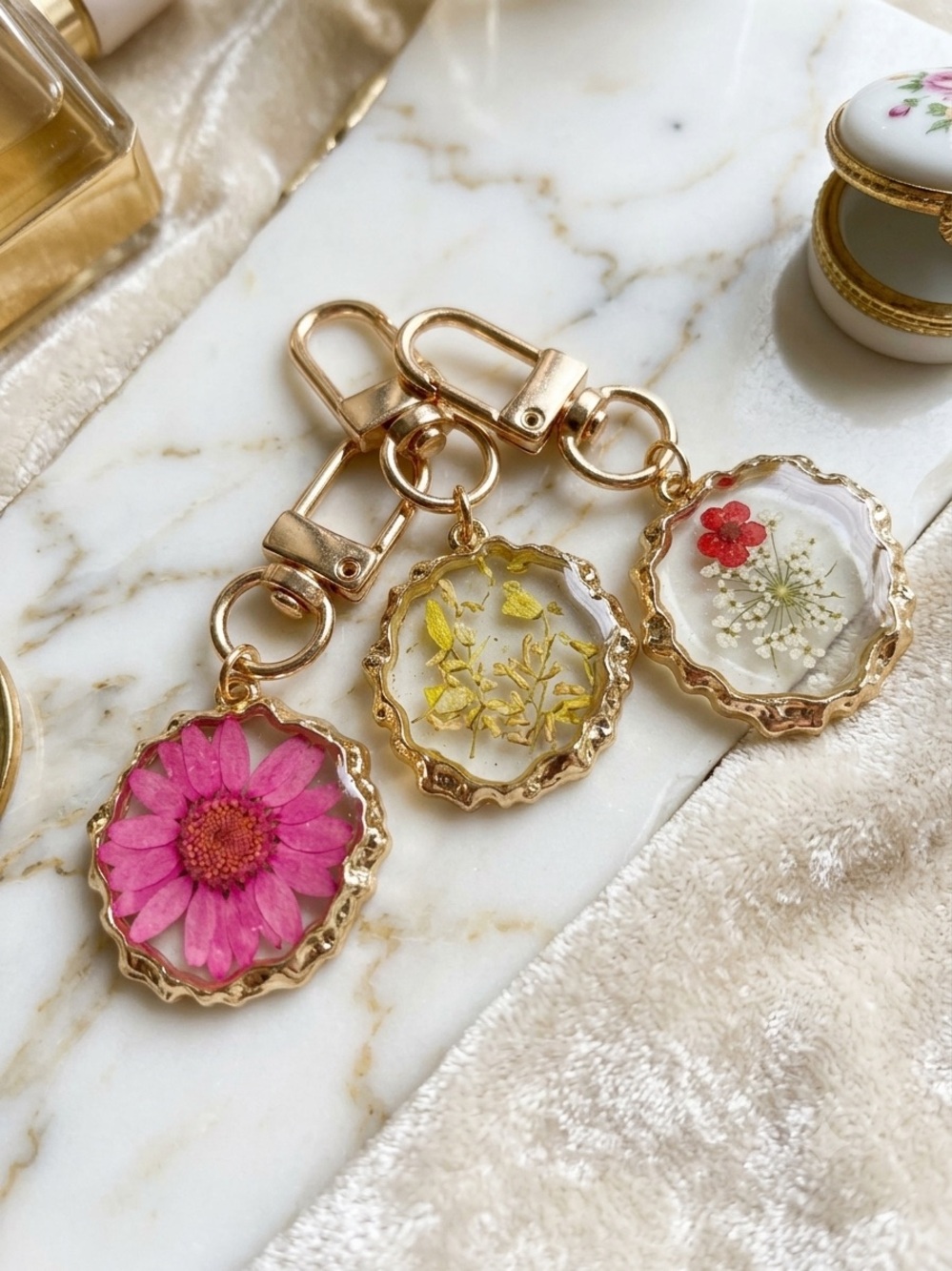 Pick One: Pressed Flower Keyring Charm